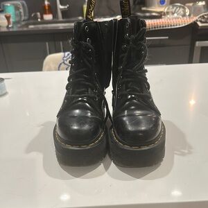 Dr. Martens Black Combat Boots with Rugged Leather